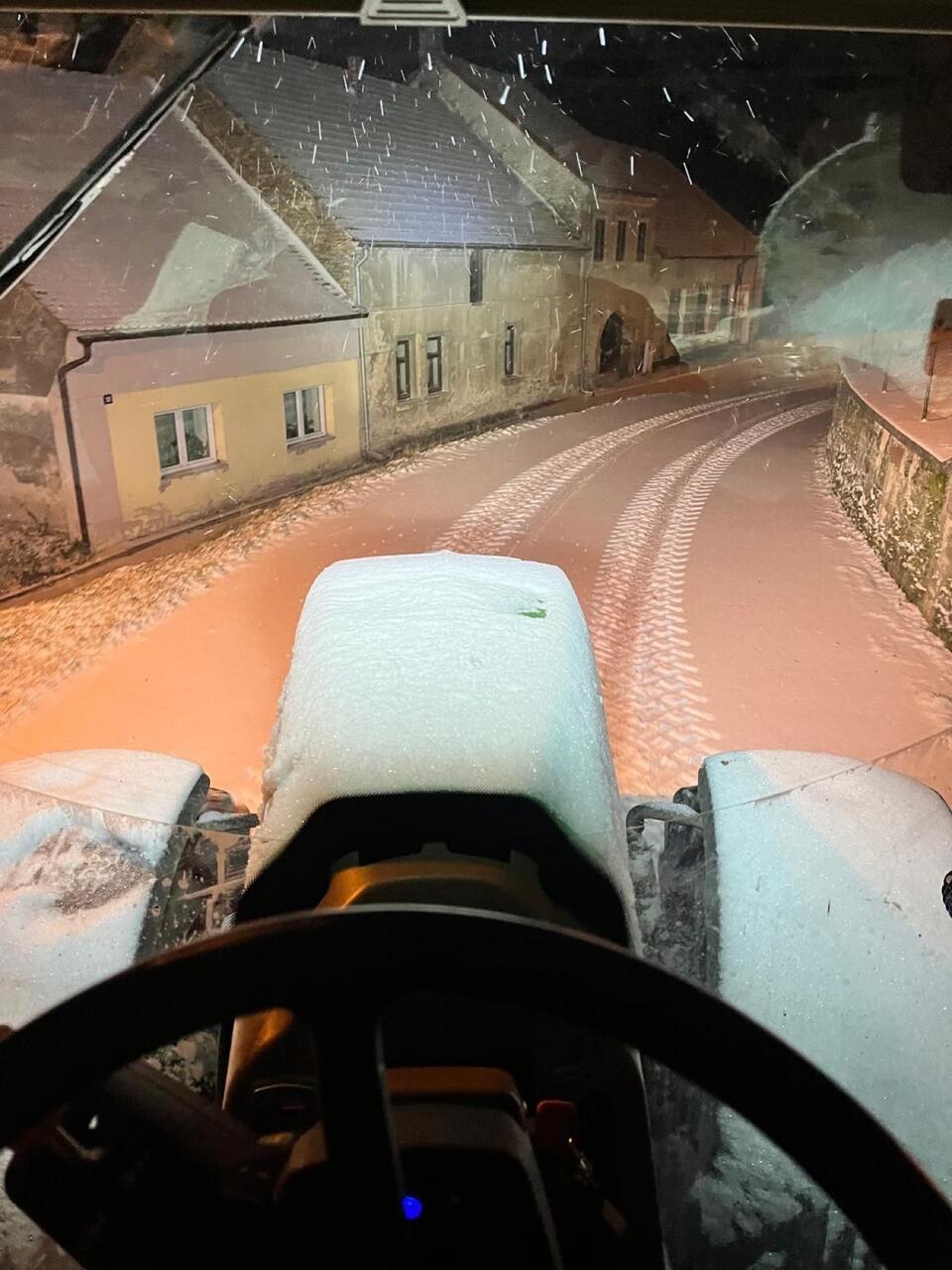 Zimní jízda z kabiny